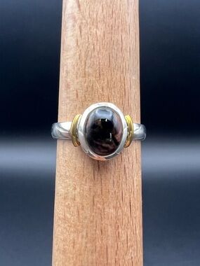 Sterling Silver Pietersite Ring with Brass Accents